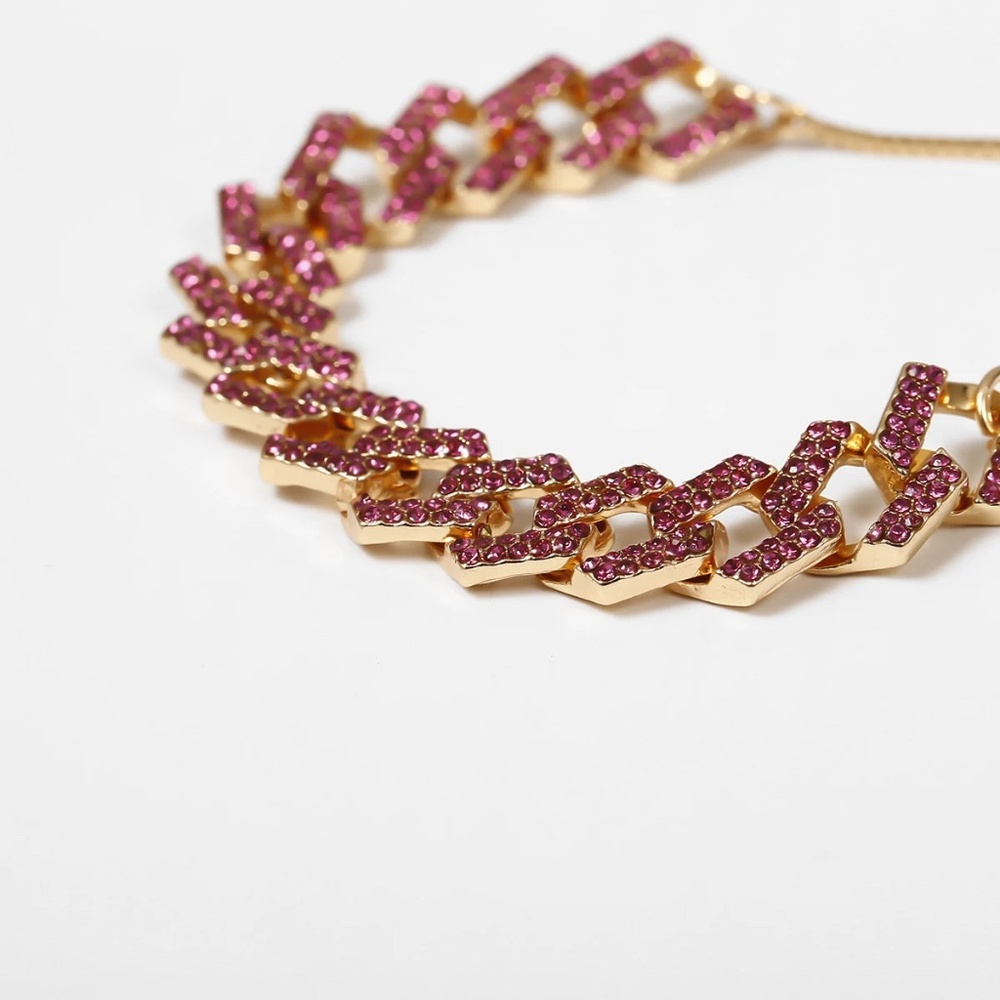 Cuban Full Crystal Rhinestone Link Chain Anklet, Micro Paved - Picture 7 of 10